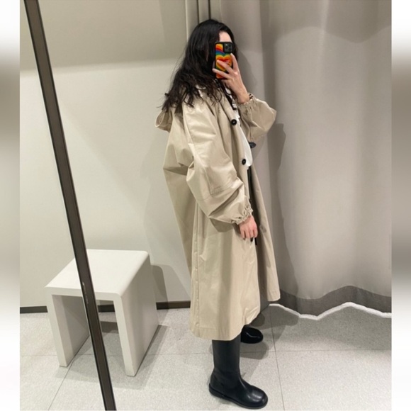 Zara hooded oversized trench coat - Picture 8 of 16